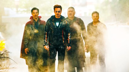 Tony Stark, Doctor Strange, Wong, and Bruce Banner in Avengers Infinity War