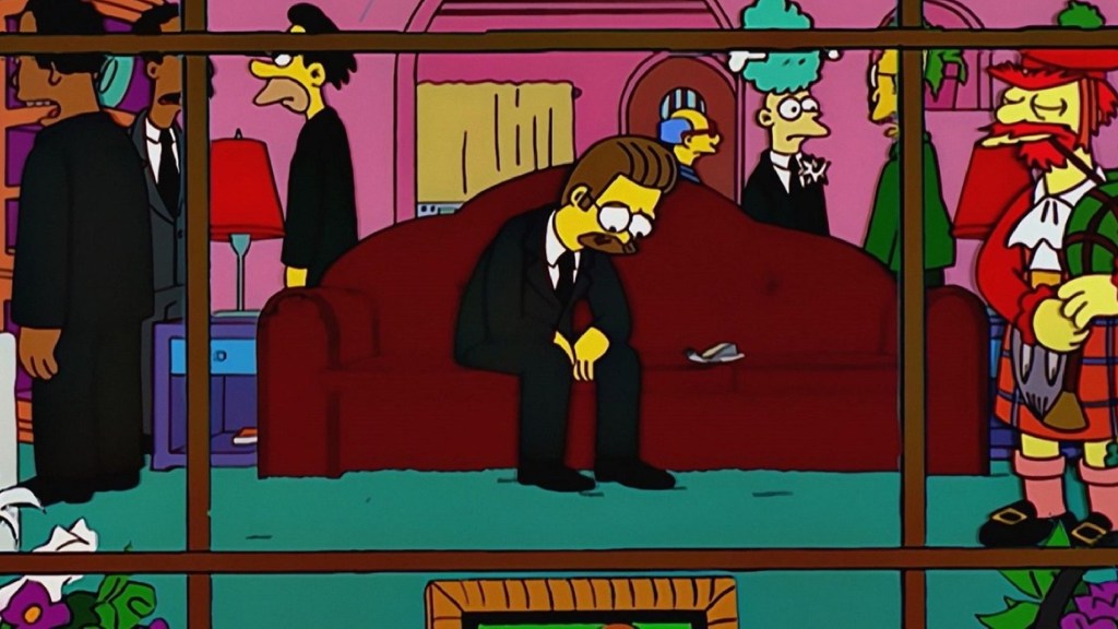 Ned Flanders at Maude's funeral in The Simpsons
