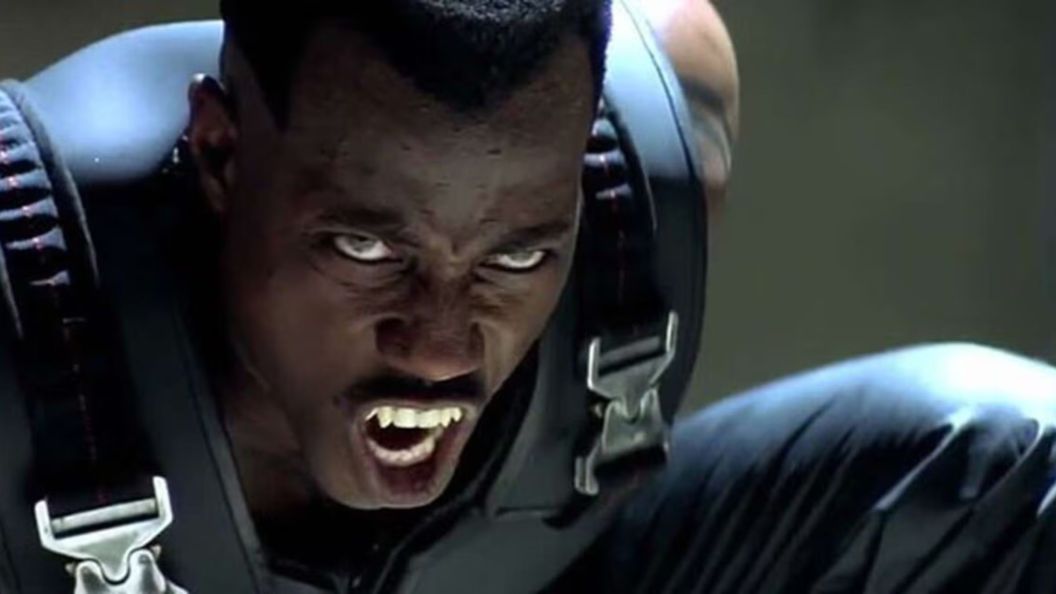 Wesley Snipes' Blade showing his teeth.
