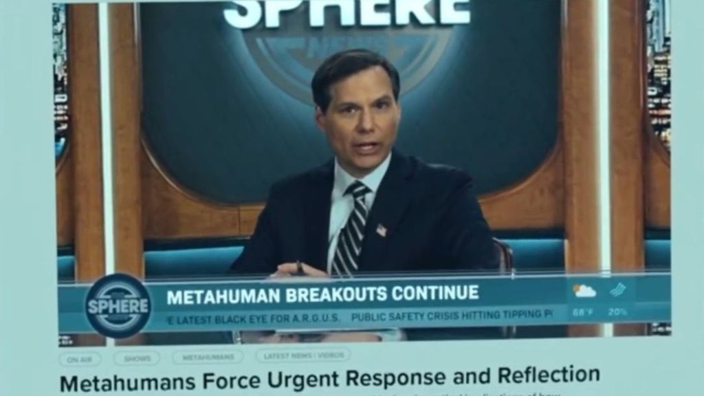 Cleavis reporting the news in Peacemaker.