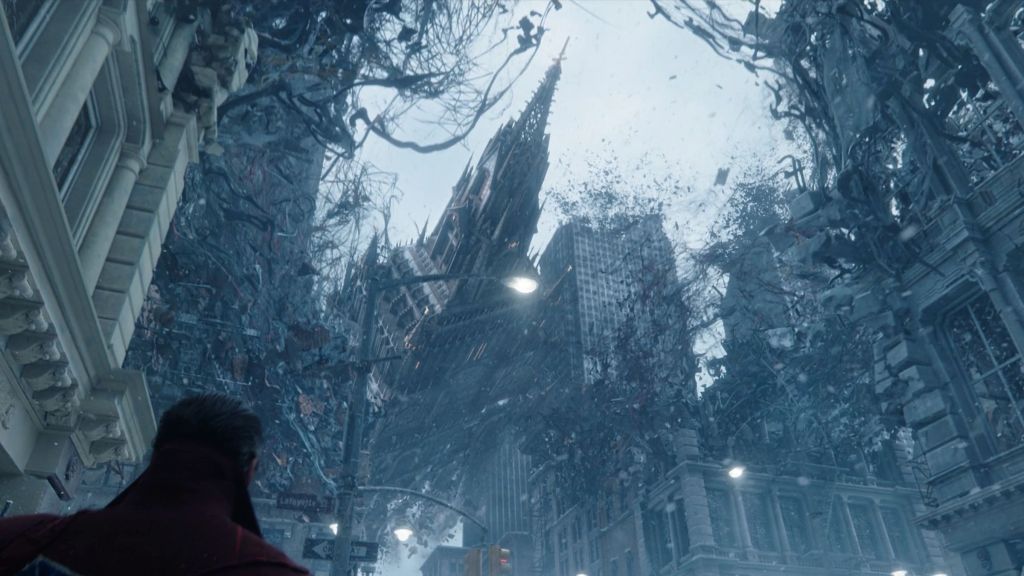 Doctor Strange watching an incursion in the MCU.