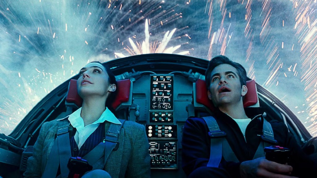 Diana and Steve Trevor in the invisible jet in Wonder Woman 1984