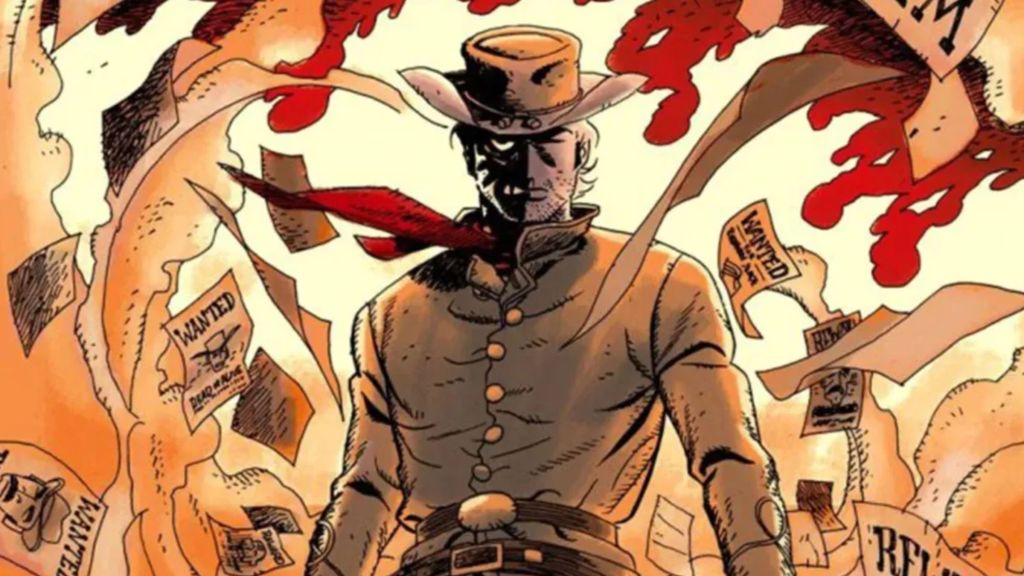 Jonah Hex in front of fire in DC Comics.