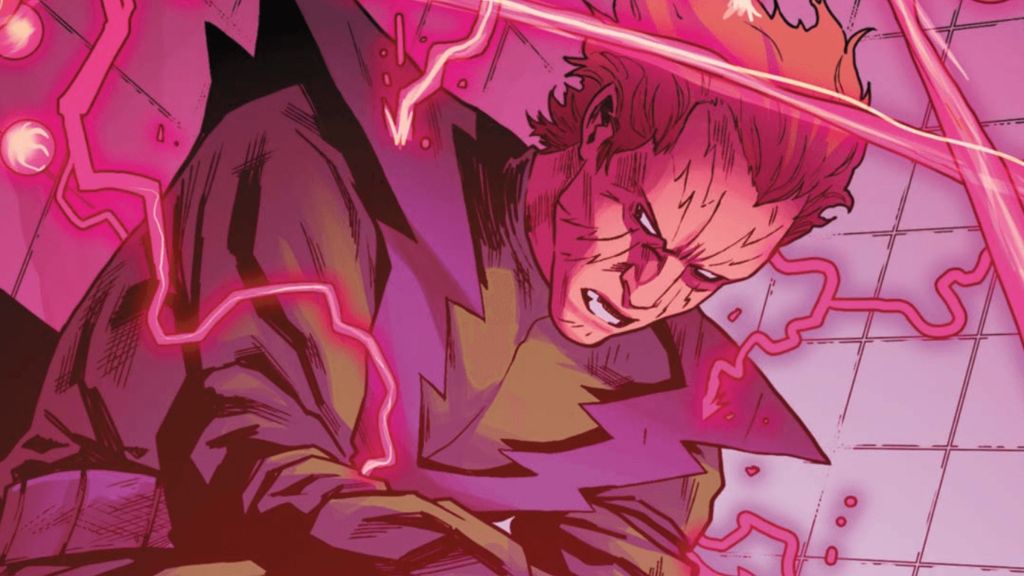 Molecule Man emitting energy in Marvel Comics.