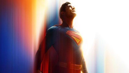 Superman flying upward movie poster