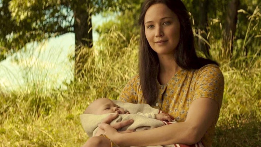 Jennifer Lawrence as Katniss Everdeen at the end of The Hunger Games: Mockingjay Part 2