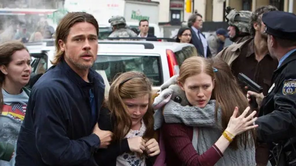 Gerry and his family running in World War Z.