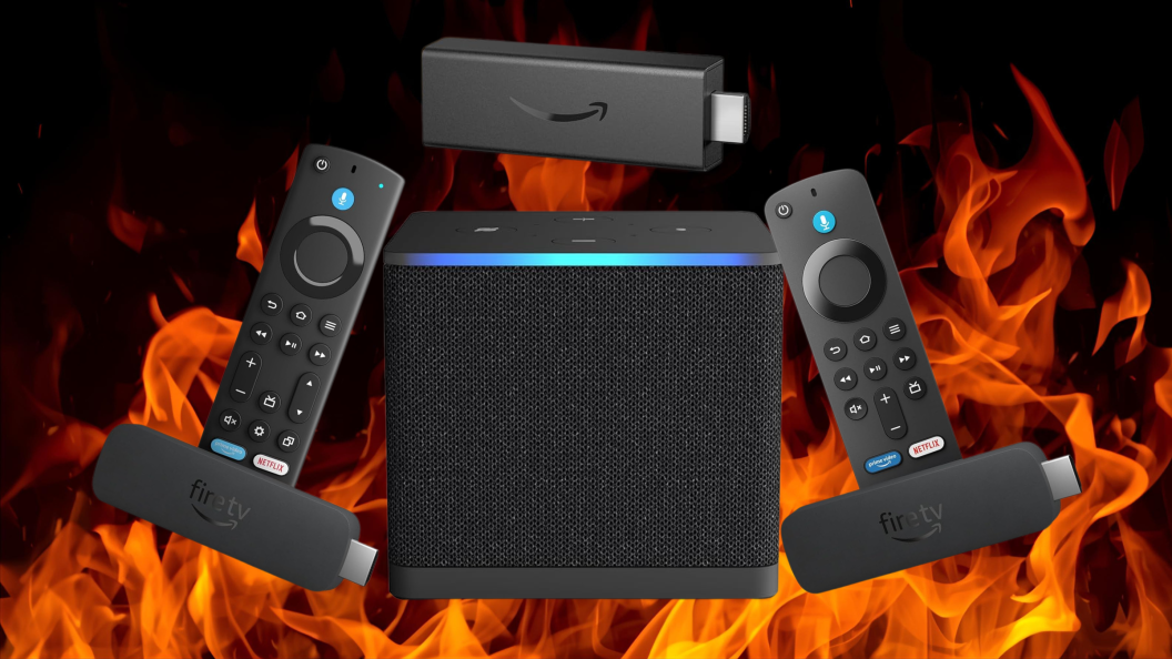 Amazon Fire TV Devices with fiery background