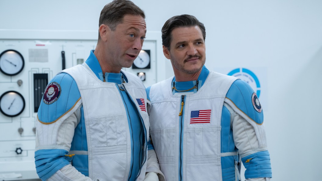 Ben Grimm (Ebon Moss-Bachrach) and Reed Richards (Pedro Pascal) in The Fantastic Four First Steps