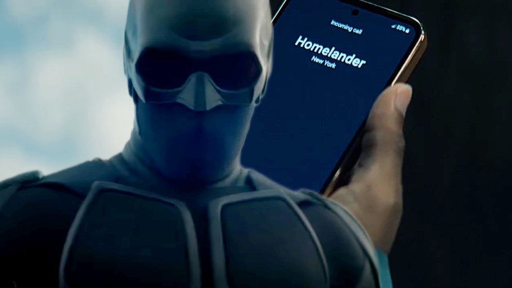 Black Noir in Gen V Season 2, alongside Homelander calling on a phone