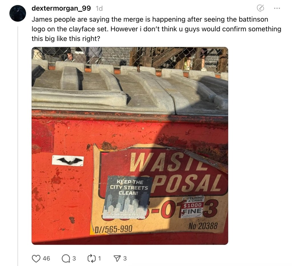 Clayface Batman logo Easter egg Threads post