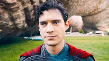 David Corenswet as Superman in Metropolis in Superman