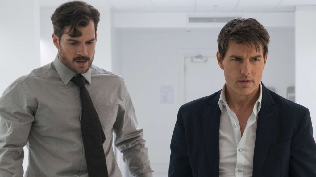 Henry Cavill and Tom Cruise in Mission Impossible Fallout