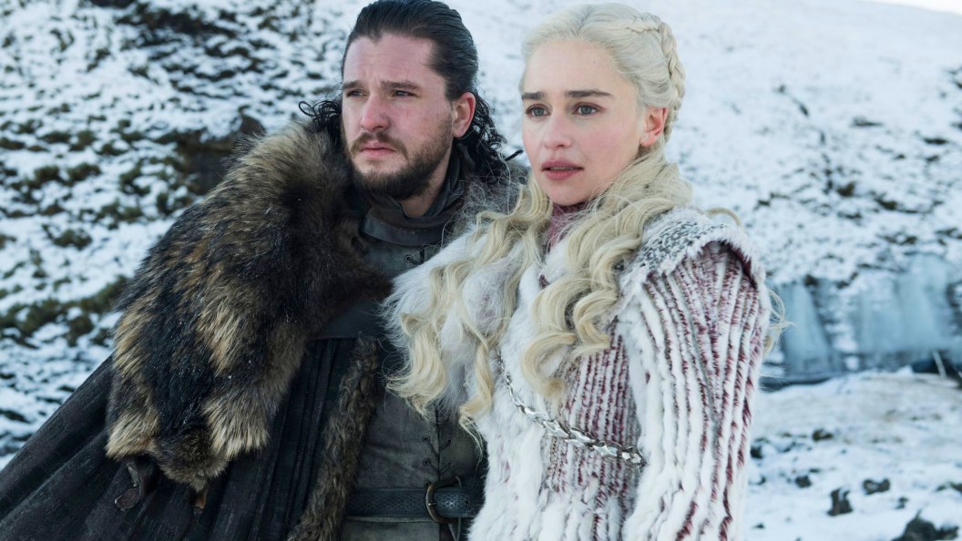 Jon Snow (Kit Harington) and Daenerys Targaryen (Emilia Clarke) beyond the Wall in Game of Thrones Season 8