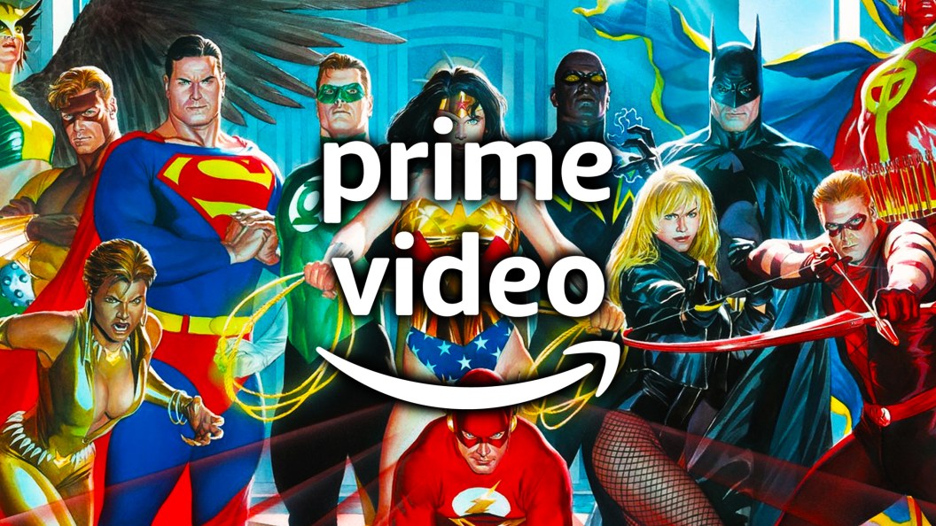 Justice League in DC Comics with Prime Video logo