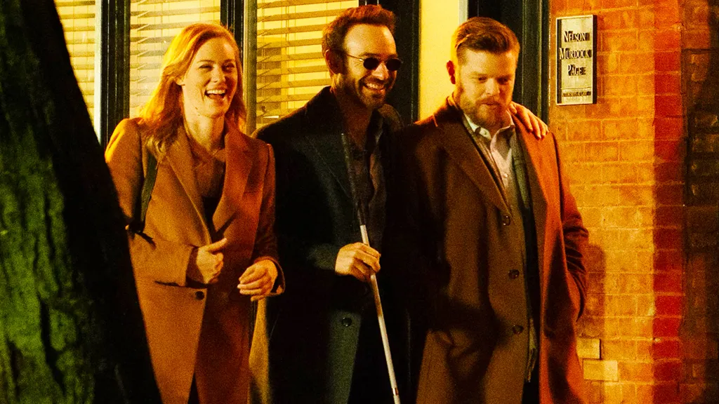Karen Page, Matt Murdock, and Foggy Nelson in Daredevil Born Again episode 1