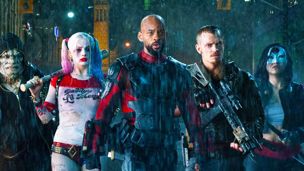 Killer Croc, Harley Quinn, Deadshot, Rick Flag Jr., and Katana in Suicide Squad