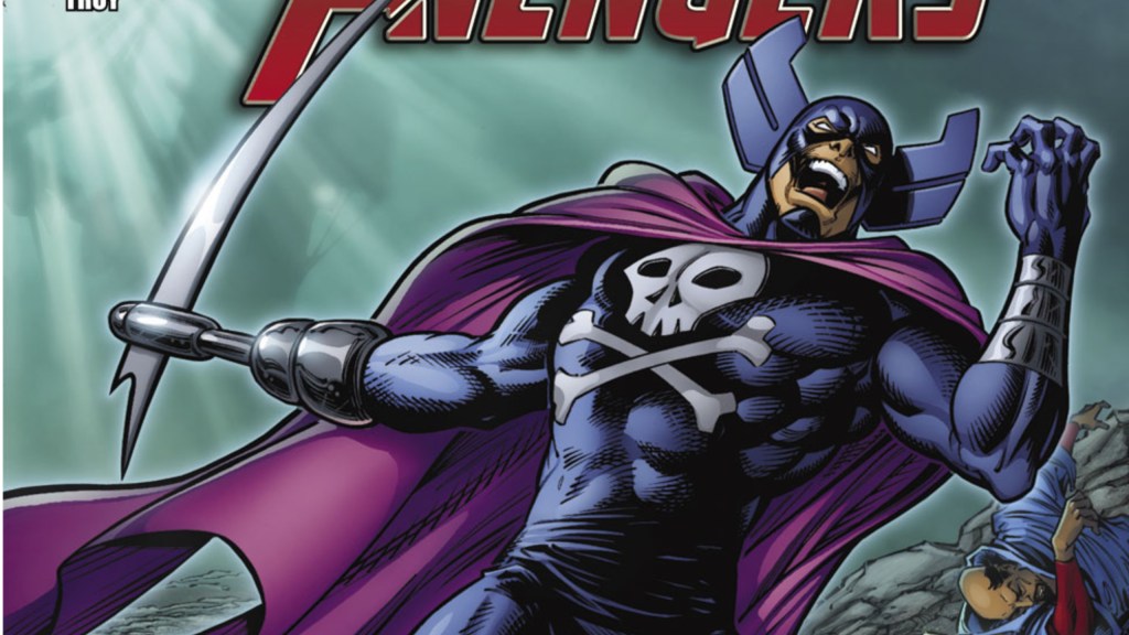 Grim Reaper laughing standing over dead Avengers