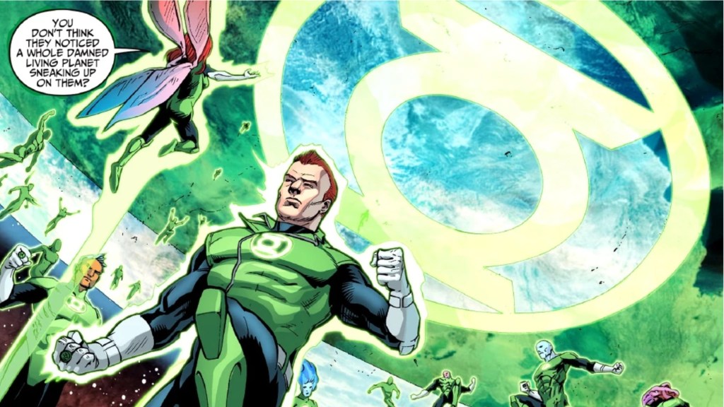 Mogo over Guy Gardner and the Green Lantern Corps
