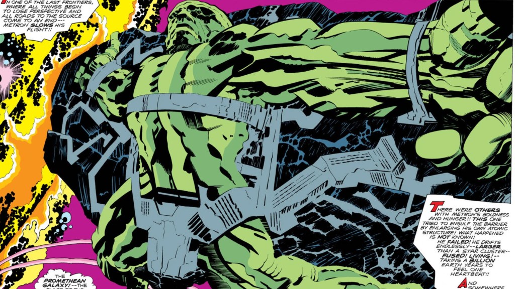 Metron meeting a Promethean Giant in the Promethean Galaxy