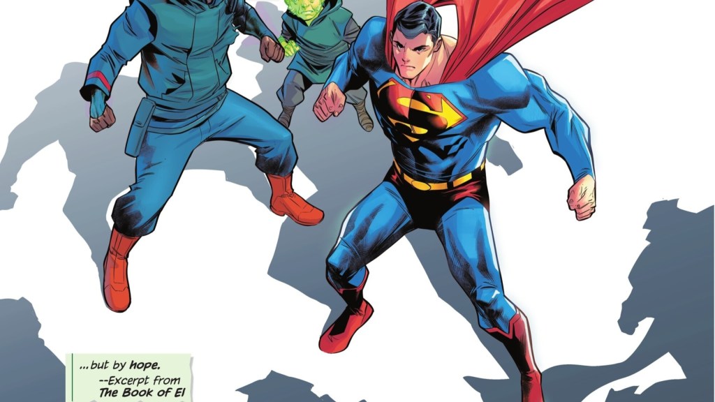 Superman reappearing after the world was conquered, bringing hope