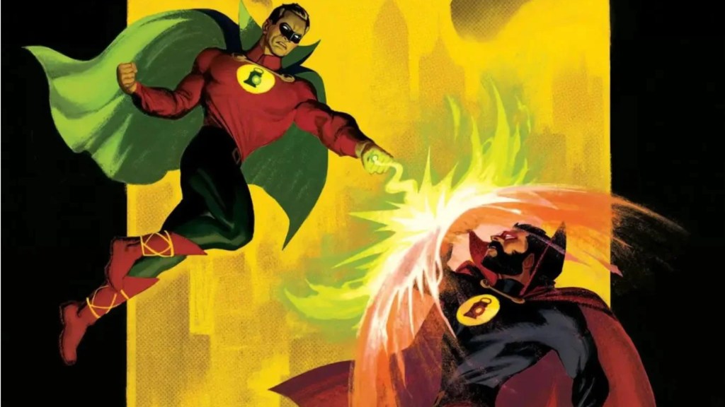 Alan Scott clashing with Red Lantern