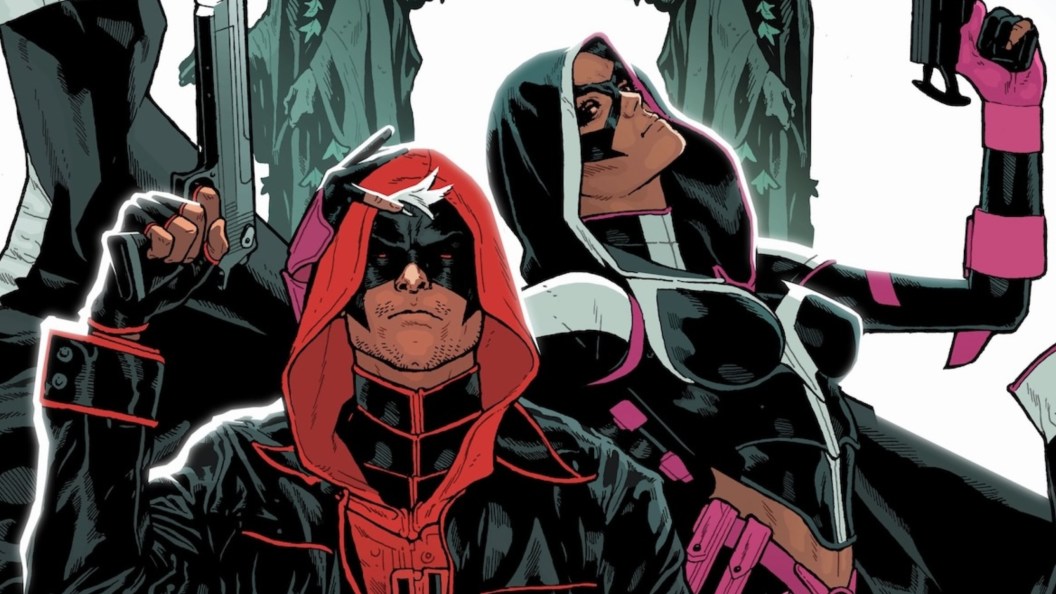 Red Hood and Huntress hanging out together