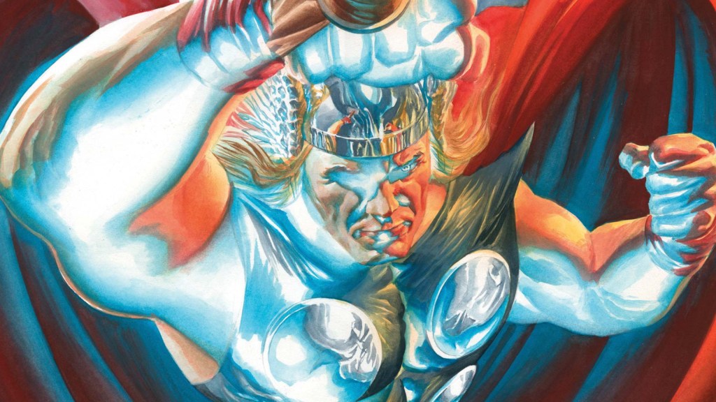 Thor glowing with bluish-white energy