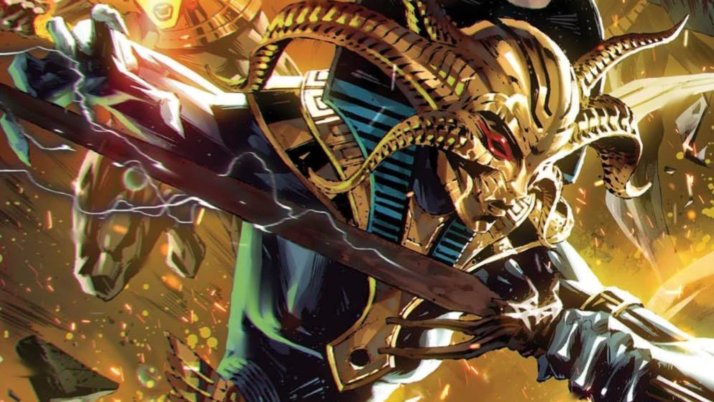 Genesis wearing the Golden Helm of Annihilation