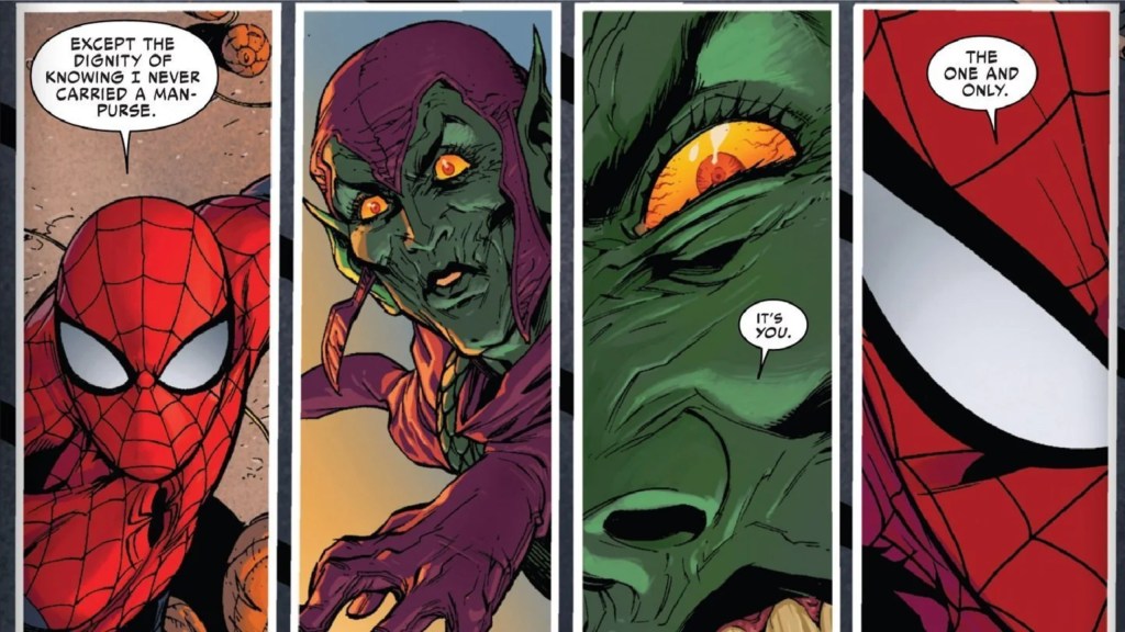 Green Goblin realizing that Peter Parker is Spider-Man again