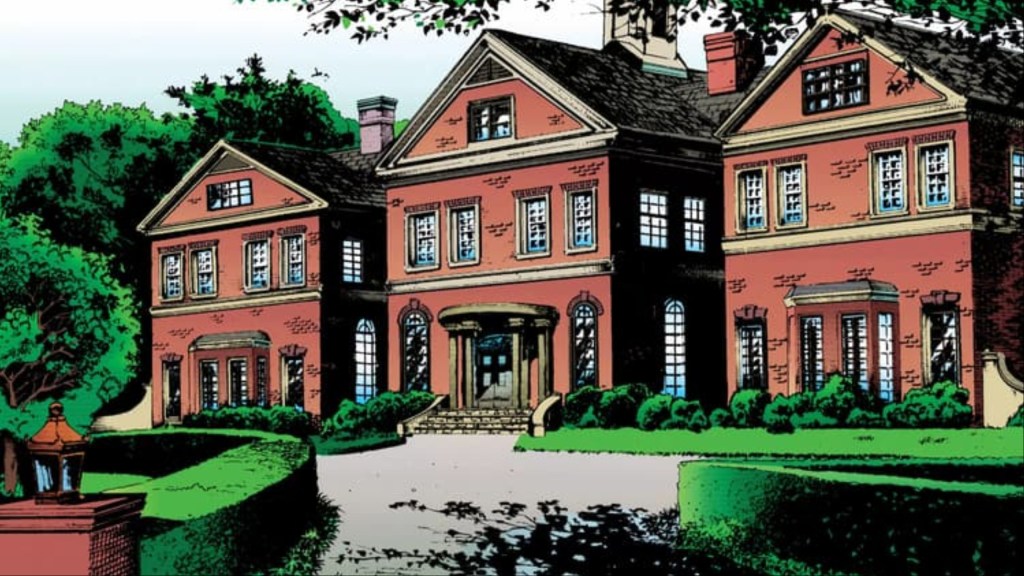 A view of the front of the X-Mansion