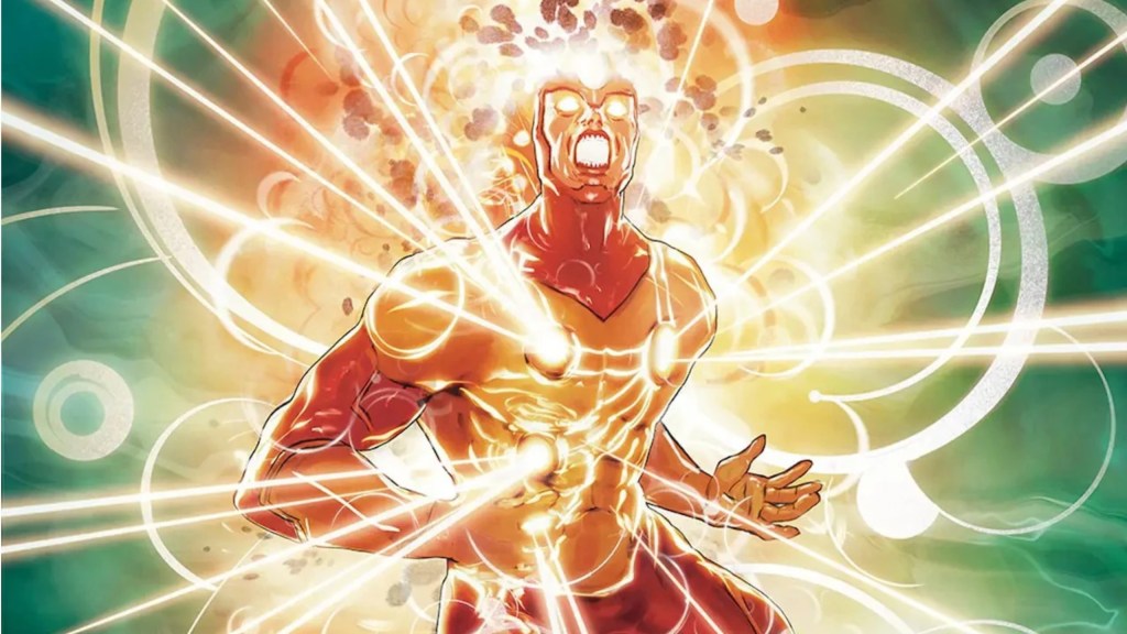 Firestorm glowing with atomic power