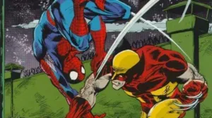 Wolverine slashing at Spider-Man