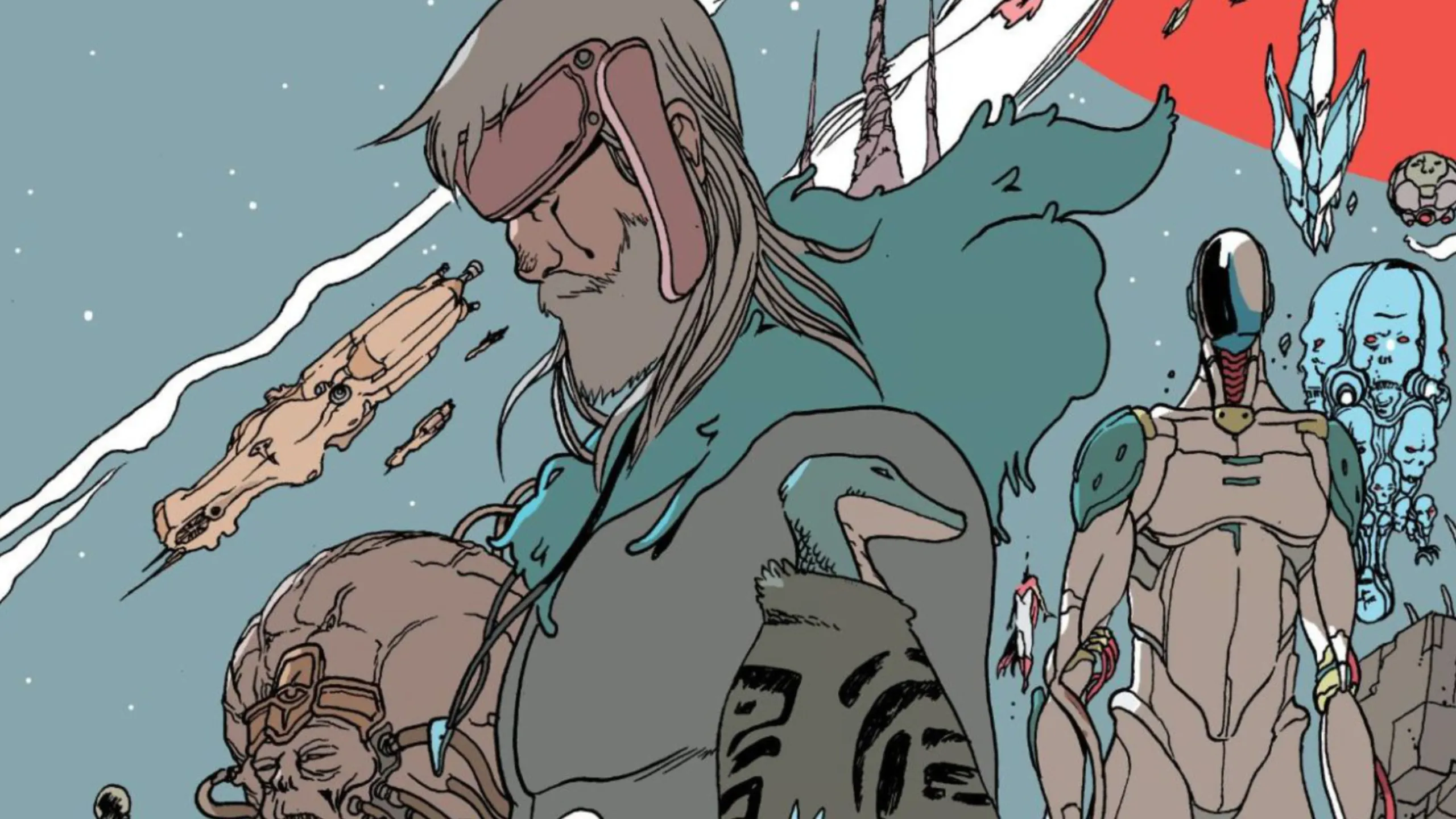 Old Man Prophet and Diehard, with starshiops and Mother Prophets behind them