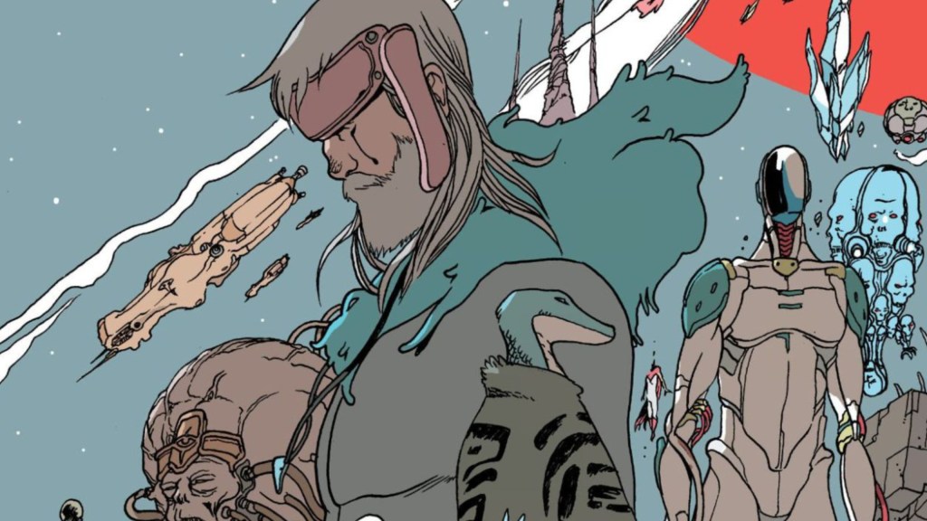 Old Man Prophet and Diehard, with starshiops and Mother Prophets behind them