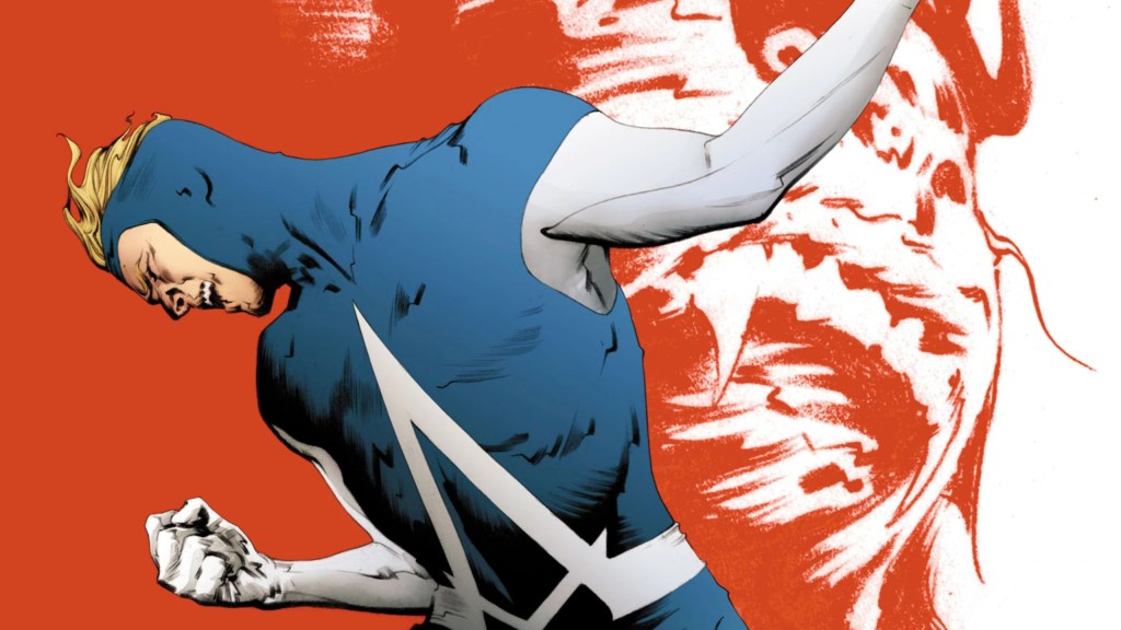 Animal Man striking a pose with a yelling gorilla behind him