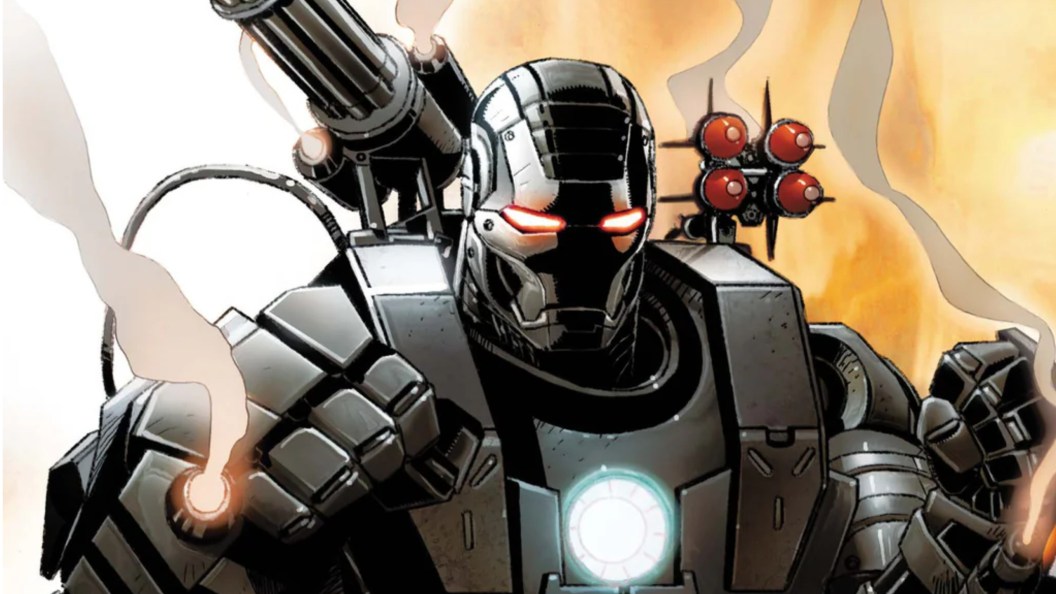 War Machine, his weapons smoking, ready for battle