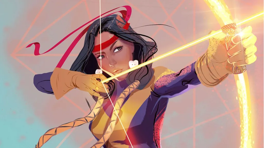 Dani Moonstar about to fire one of her psi-arrows
