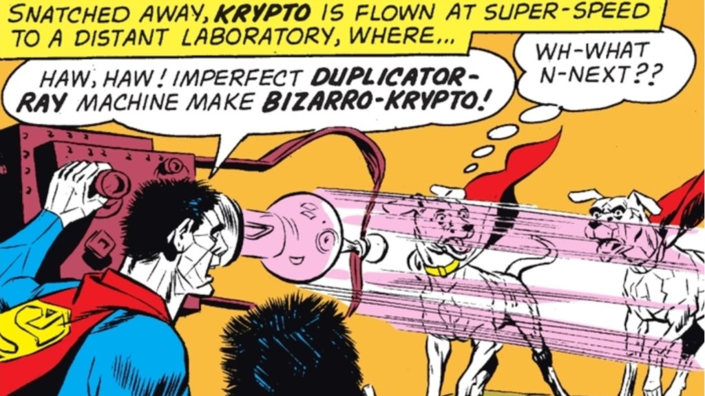 Bizarro duplicating Krypto to make Bizarro-Krypto