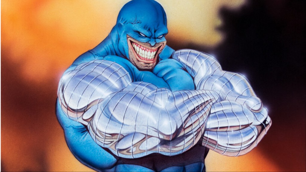 Cyber with his arms crossed across his chest with an evil smile