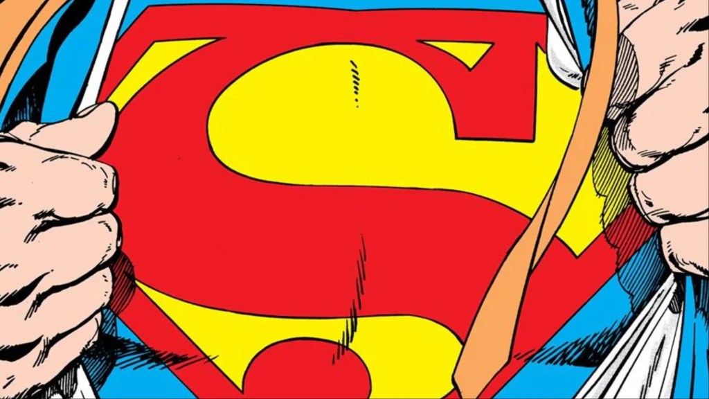 Superman pulling open his shirt to reveal the S shield