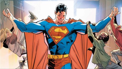 Superman playing with some kids