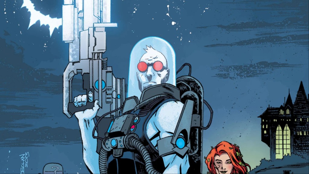 Mister Freeze holding up his freeze gun