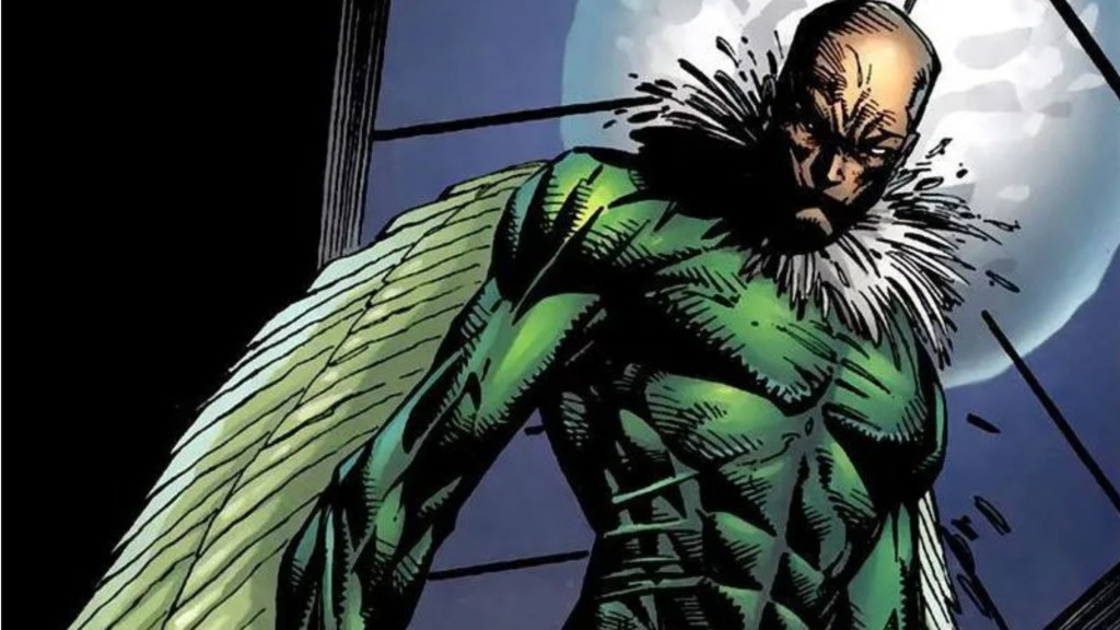 The Vulture standing under a full moon