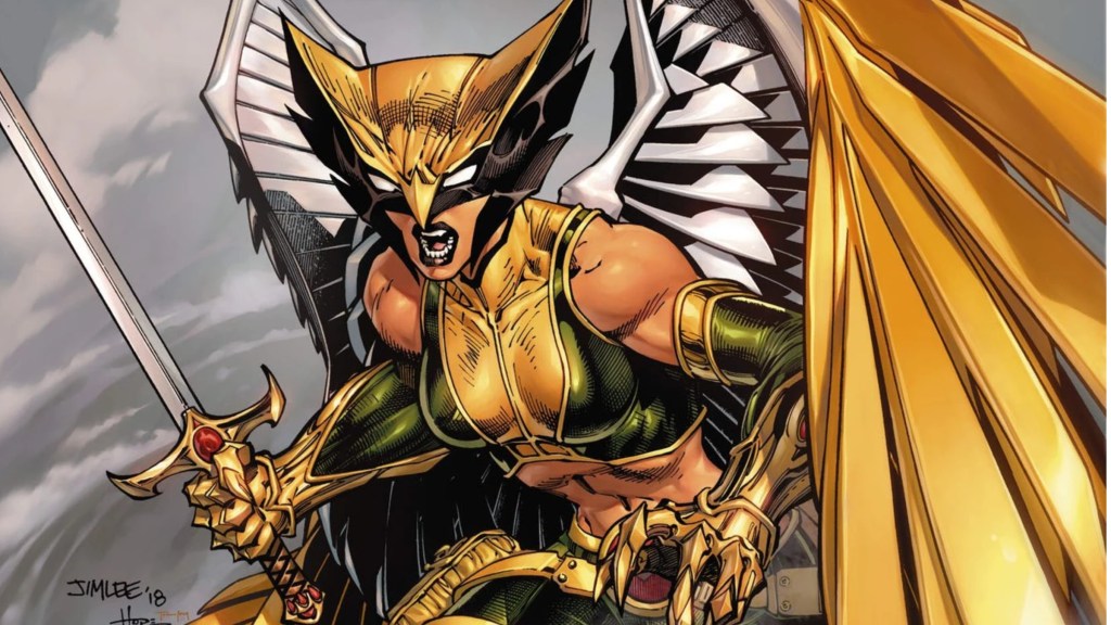 Hawkgirl with her sword loking fierce