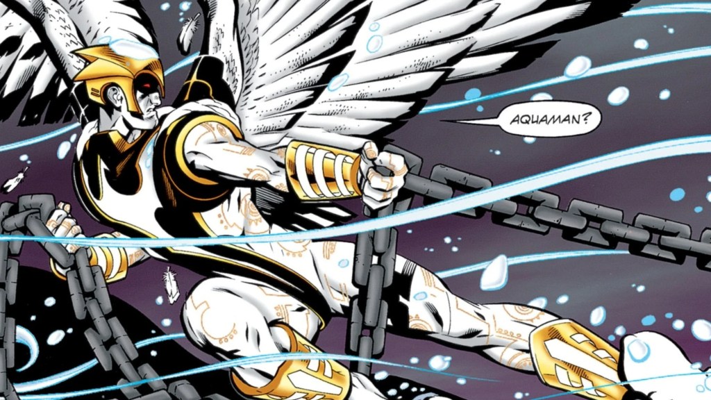 Zauriel pulling on a massive chain