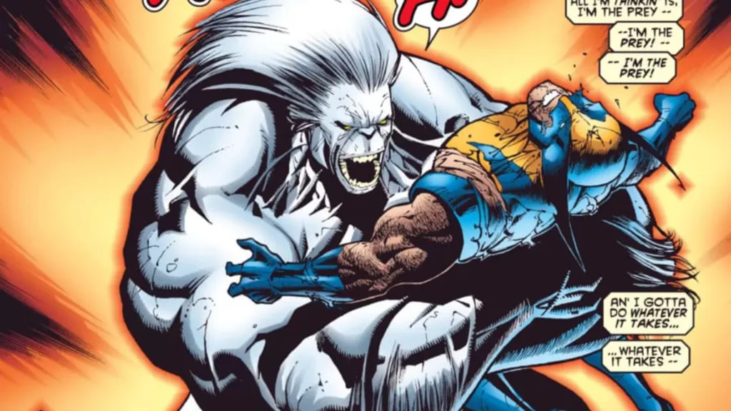 Wendigo crushing Wolverine in a bear hug