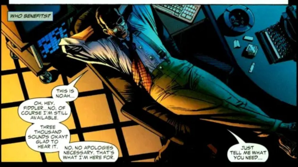 The Calculator lounging in front of his computers