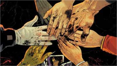 The hands of the Absolute villains joined together