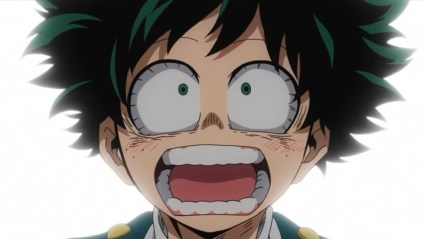 Deku shocked in My Hero Academia